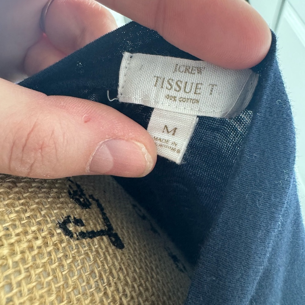 J. Crew Navy V-Neck Short Sleeve Tissue Tee - Picture 4 of 4